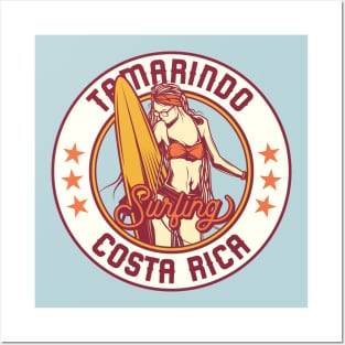 Vintage Surfing Badge for Tamarindo, Costa Rica Posters and Art